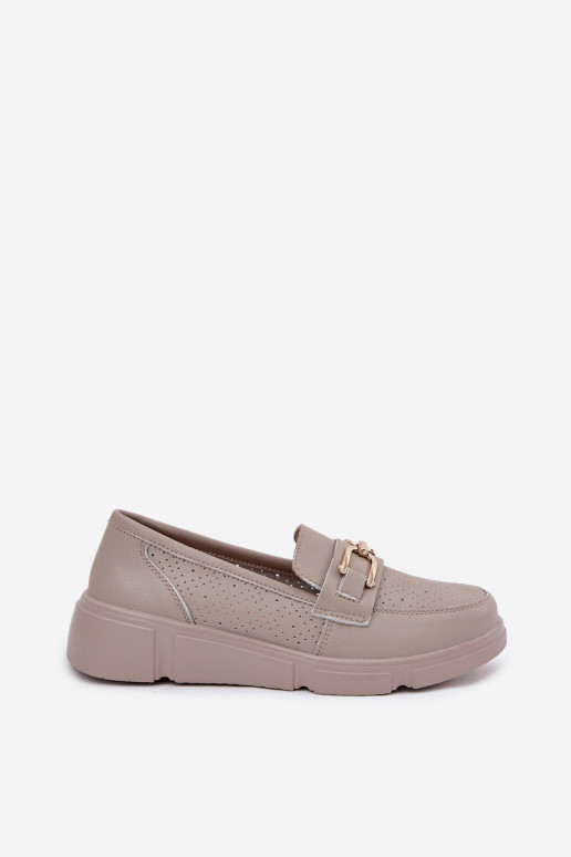 Mokassins für Damen Haut Ze goldene Farbem Detalem Vinceza 88007 Beige Mokassins für Damen Haut Ze goldene Farbem Detalem Vinceza 88007 Beige