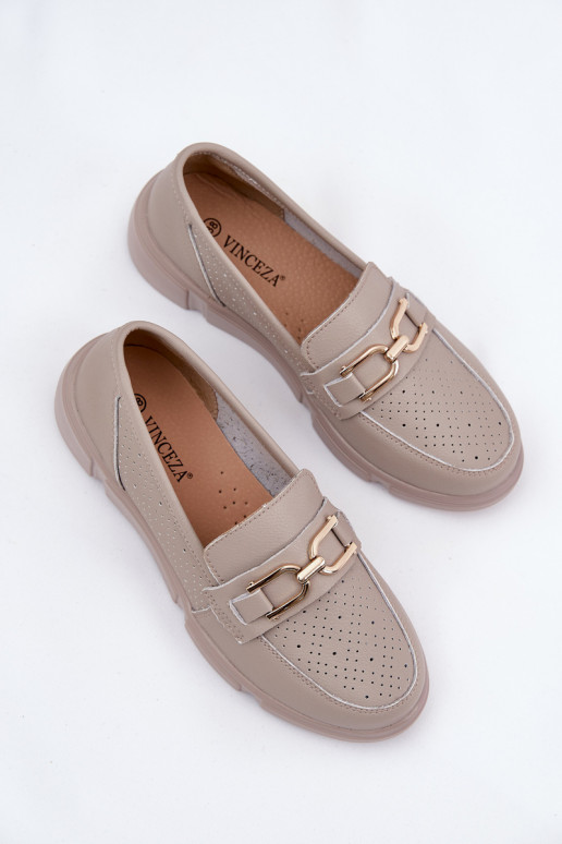 Mokassins für Damen Haut Ze goldene Farbem Detalem Vinceza 88007 Beige Mokassins für Damen Haut Ze goldene Farbem Detalem Vinceza 88007 Beige