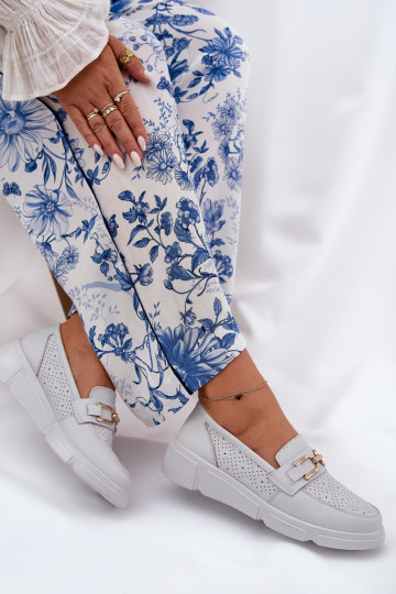 Mokassins für Damen Haut Ze goldene Farbem Detalem Vinceza 88007 graue Farbe