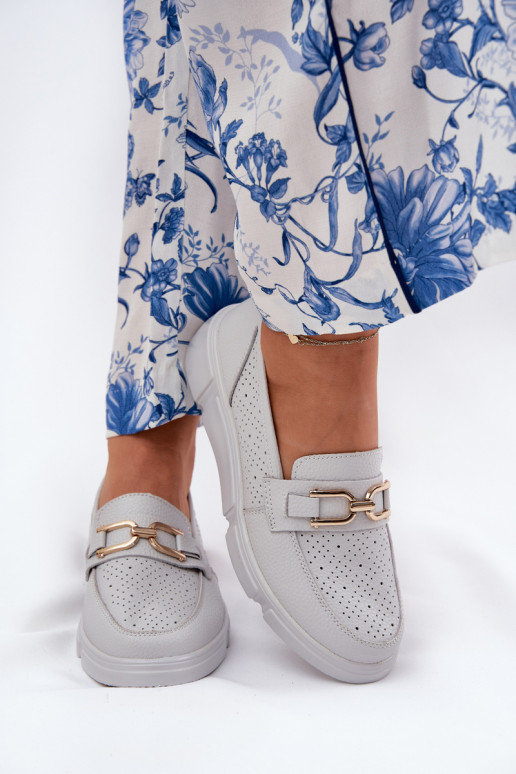 Mokassins für Damen Haut Ze goldene Farbem Detalem Vinceza 88007 graue Farbe Mokassins für Damen Haut Ze goldene Farbem Detalem Vinceza 88007 graue Farbe