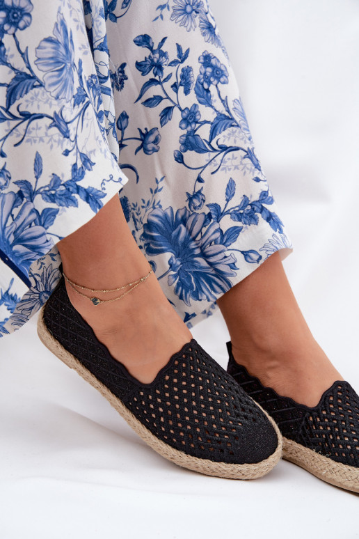 Espadrilles Mit Zopf Vinceza 13625 schZuarze Farbe
