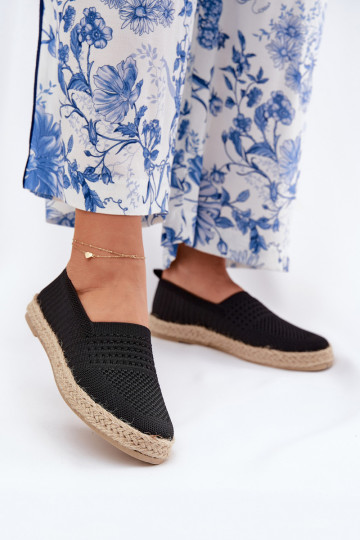 Feminin Espadrilles Mit Zopf Vinceza 13624 schZuarze Farbe