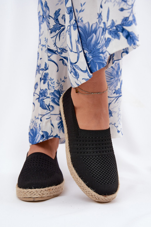 Feminin Espadrilles Mit Zopf Vinceza 13624 schZuarze Farbe