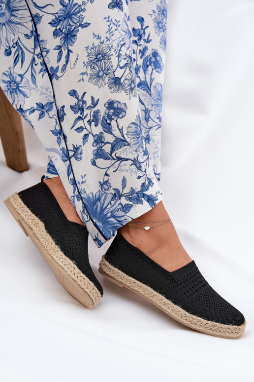 Feminin Espadrilles Mit Zopf Vinceza 13624 schZuarze Farbe
