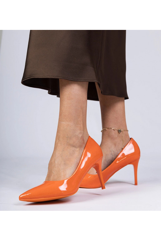 Orange lackierte Damen High Heels Merium