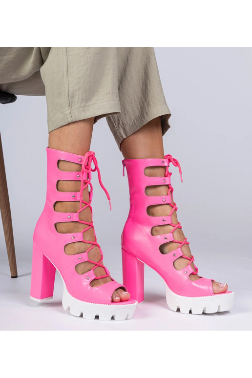 Rosa Damen Stiefel auf hohen Absätzen...