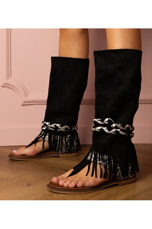 Schwarze Damen-Sandalen mit hohem...