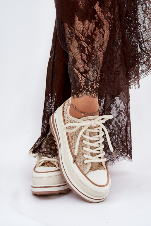 Freizeitschuhe mit Plateau S.Barski BF51-101 in Sandfarbe Freizeitschuhe mit Plateau S.Barski BF51-101 in Sandfarbe