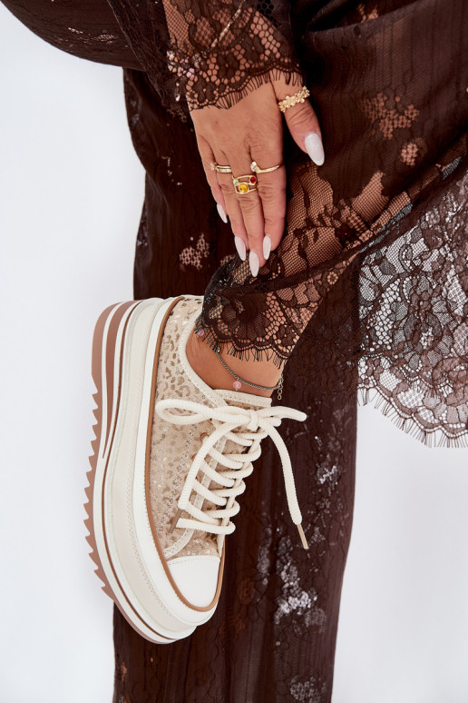 Freizeitschuhe mit Plateau S.Barski BF51-101 in Sandfarbe Freizeitschuhe mit Plateau S.Barski BF51-101 in Sandfarbe