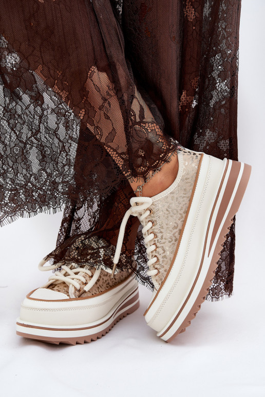 Freizeitschuhe mit Plateau S.Barski BF51-101 in Sandfarbe Freizeitschuhe mit Plateau S.Barski BF51-101 in Sandfarbe