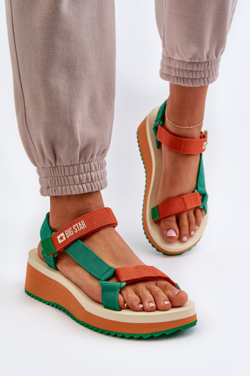 Grün-orange Damen-Plattform-Sandalen Big Star NN274A053 2