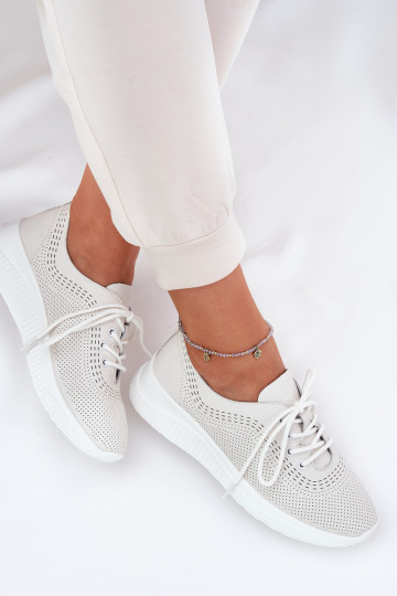 Weiße Leder-Damen-Sneaker Vinceza 41472
