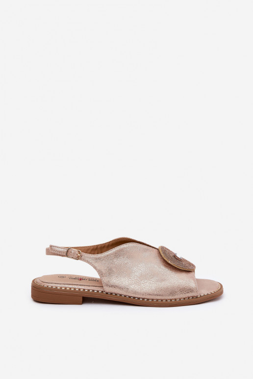 mit Glanz Damensandalen Ozdobnym Detalem S.Barski KV51-012 roségoldene Farbe mit Glanz Damensandalen Ozdobnym Detalem S.Barski KV51-012 roségoldene Farbe