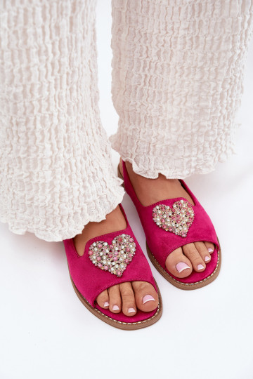 Damensandalen Mit Dekorationen mit Herzenm S.Barski KV27-018 pinke Farbe