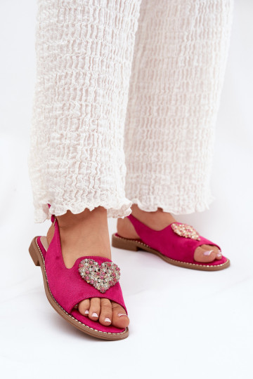 Damensandalen Mit Dekorationen mit Herzenm S.Barski KV27-018 pinke Farbe 2
