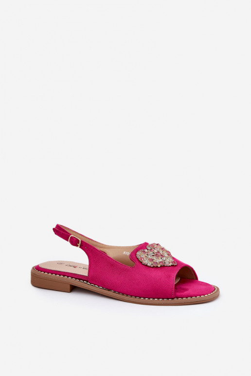 Damensandalen Mit Dekorationen mit Herzenm S.Barski KV27-018 pinke Farbe Damensandalen Mit Dekorationen mit Herzenm S.Barski KV27-018 pinke Farbe
