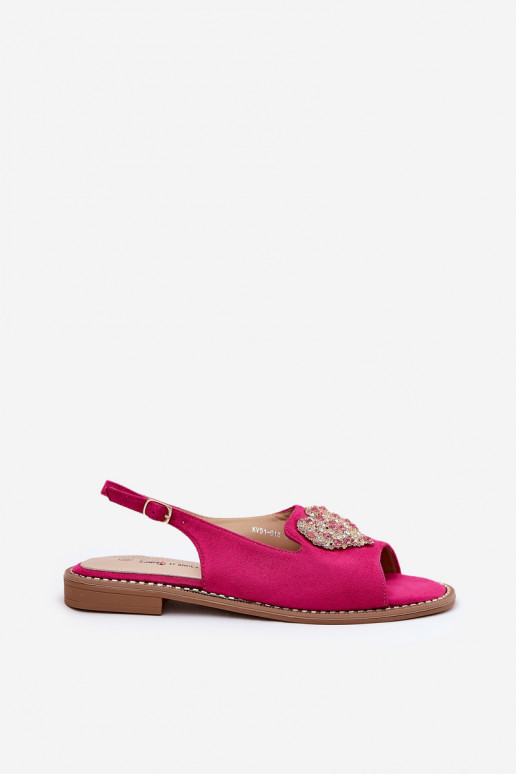 Damensandalen Mit Dekorationen mit Herzenm S.Barski KV27-018 pinke Farbe Damensandalen Mit Dekorationen mit Herzenm S.Barski KV27-018 pinke Farbe