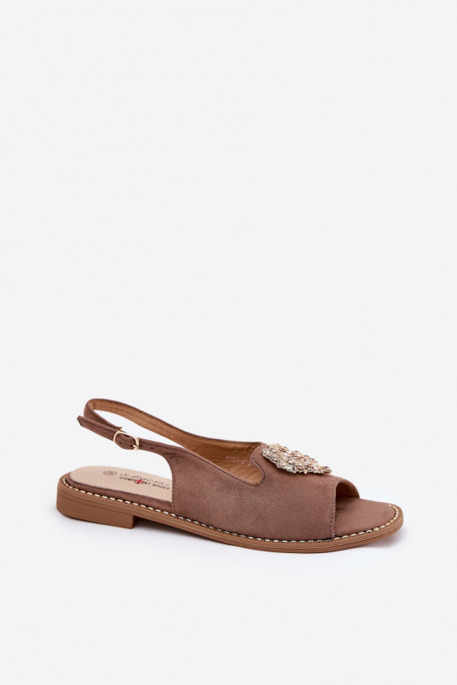 Damensandalen Mit Dekorationen mit Herzenm S.Barski KV27-018 Beige Damensandalen Mit Dekorationen mit Herzenm S.Barski KV27-018 Beige