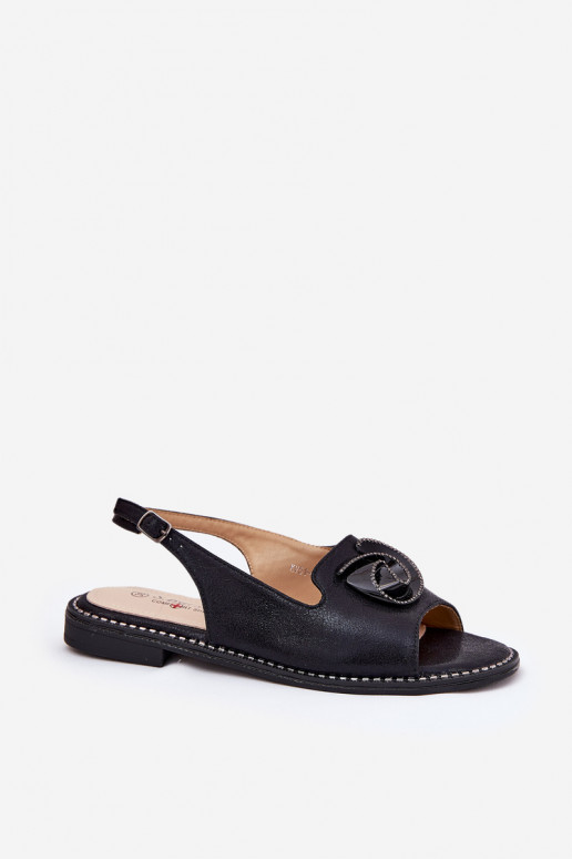 mit Glanz Damensandalen mit Ornamenten S.Barski KV51-006 schZuarze Farbe mit Glanz Damensandalen mit Ornamenten S.Barski KV51-006 schZuarze Farbe