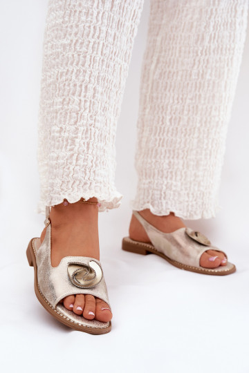 mit Glanz Damensandalen mit Ornamenten S.Barski KV51-006 goldene Farbe