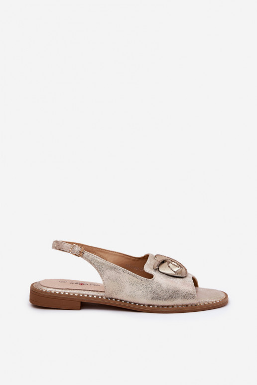 mit Glanz Damensandalen mit Ornamenten S.Barski KV51-006 goldene Farbe