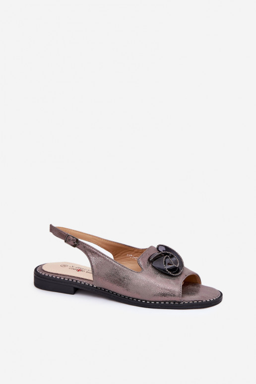 mit Glanz Damensandalen mit Ornamenten S.Barski KV51-006 graue Farbe mit Glanz Damensandalen mit Ornamenten S.Barski KV51-006 graue Farbe