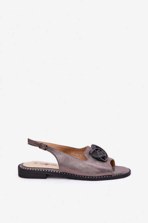 mit Glanz Damensandalen mit Ornamenten S.Barski KV51-006 graue Farbe mit Glanz Damensandalen mit Ornamenten S.Barski KV51-006 graue Farbe