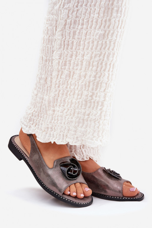 mit Glanz Damensandalen mit Ornamenten S.Barski KV51-006 graue Farbe mit Glanz Damensandalen mit Ornamenten S.Barski KV51-006 graue Farbe
