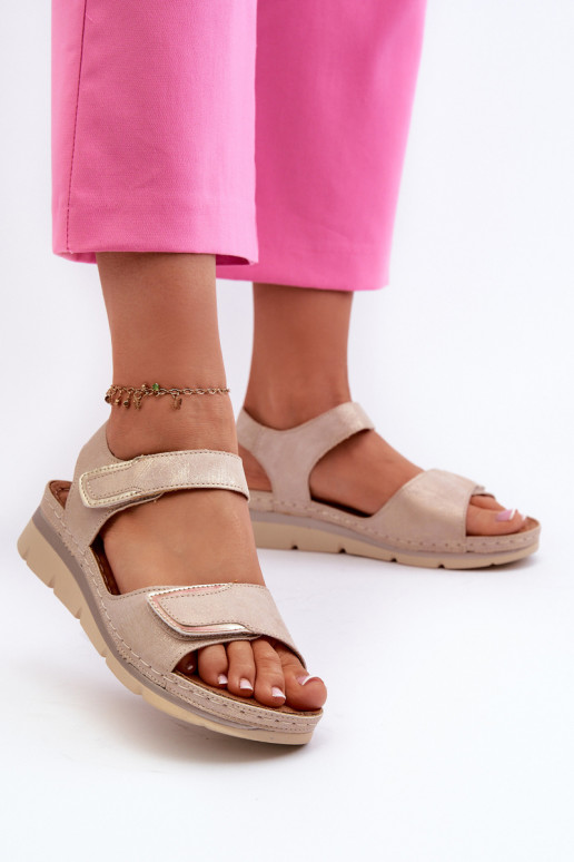 Damensandalen mit Klebeverschlüssen Beige Risanni Damensandalen mit Klebeverschlüssen Beige Risanni