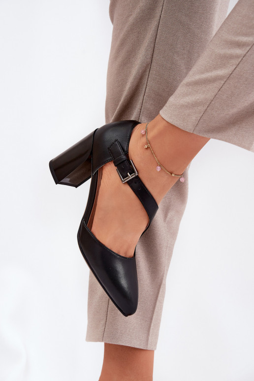 Haut Schuhe mit Absätzen mit Schnallen Vinceza 91133 schZuarze Farbe