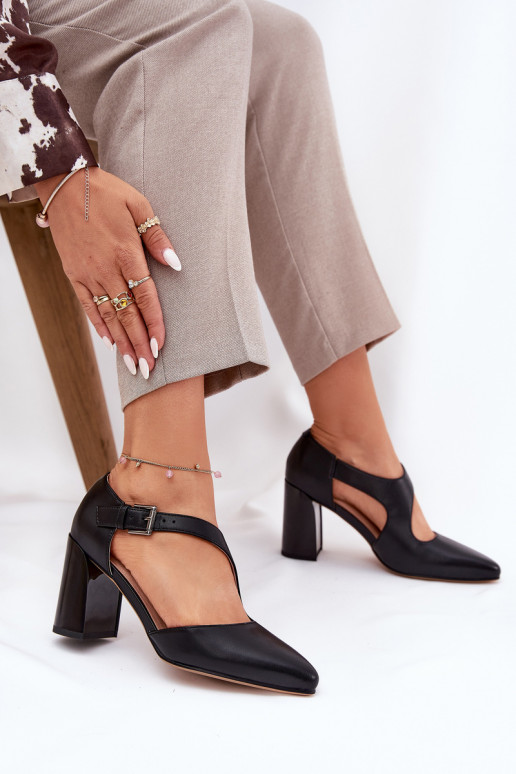 Haut Schuhe mit Absätzen mit Schnallen Vinceza 91133 schZuarze Farbe