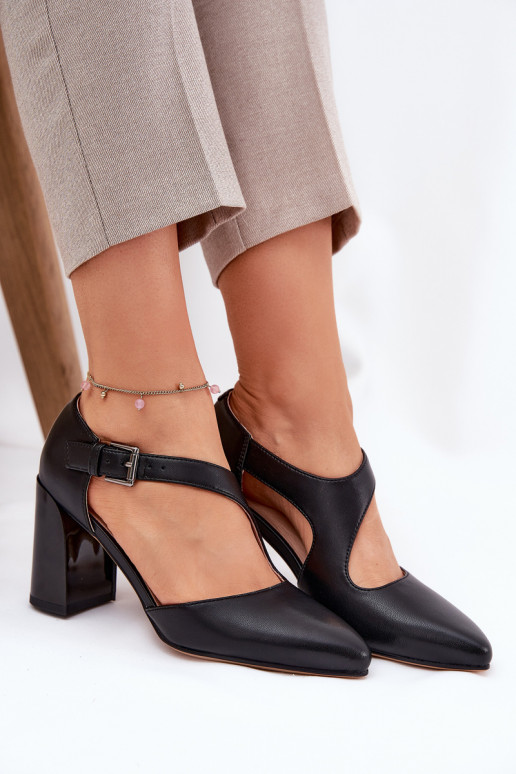 Haut Schuhe mit Absätzen mit Schnallen Vinceza 91133 schZuarze Farbe