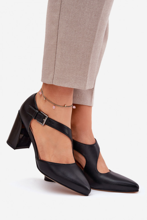 Haut Schuhe mit Absätzen mit Schnallen Vinceza 91133 schZuarze Farbe