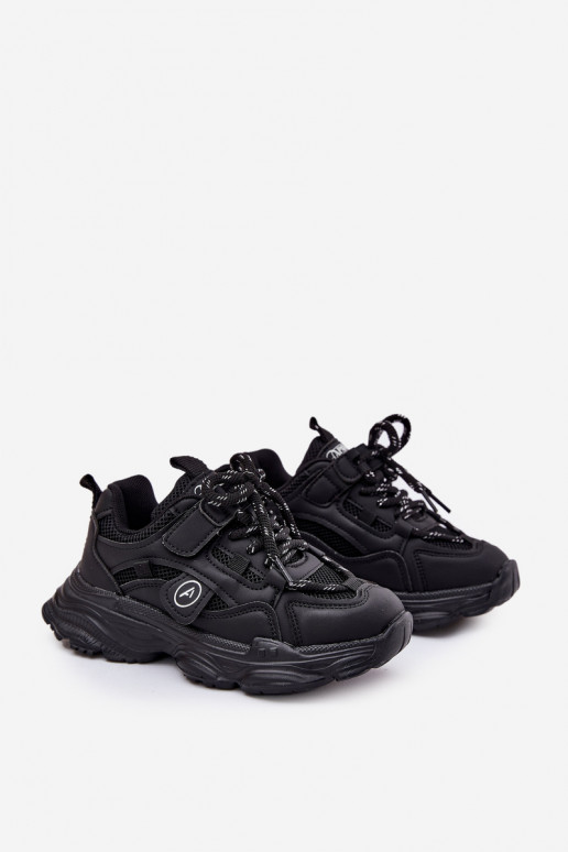 Sneakers Stilvollllschuhe Kindisch mit einer Plattform schZuarze Farbe Hanomess