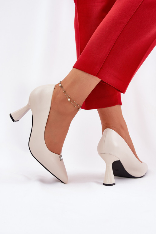 Eleganter Stil Schuhe Ermöglicht Rozszerzanej Szpilce Vinceza 62222 Beige