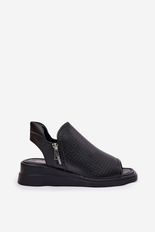 Damensandalen Auf einem Keil schZuarze Farbe Mevinette