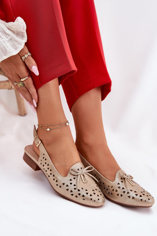 Durchbrochene Ballerinas mit offener Ferse goldene Farbe Ermöglichtvinnia Durchbrochene Ballerinas mit offener Ferse goldene Farbe Ermöglichtvinnia