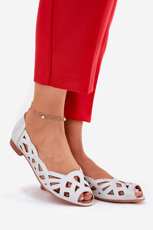 Durchbrochene Ballerinas Z Odkrytymi Palcami Silberfarbe Calgis Durchbrochene Ballerinas Z Odkrytymi Palcami Silberfarbe Calgis