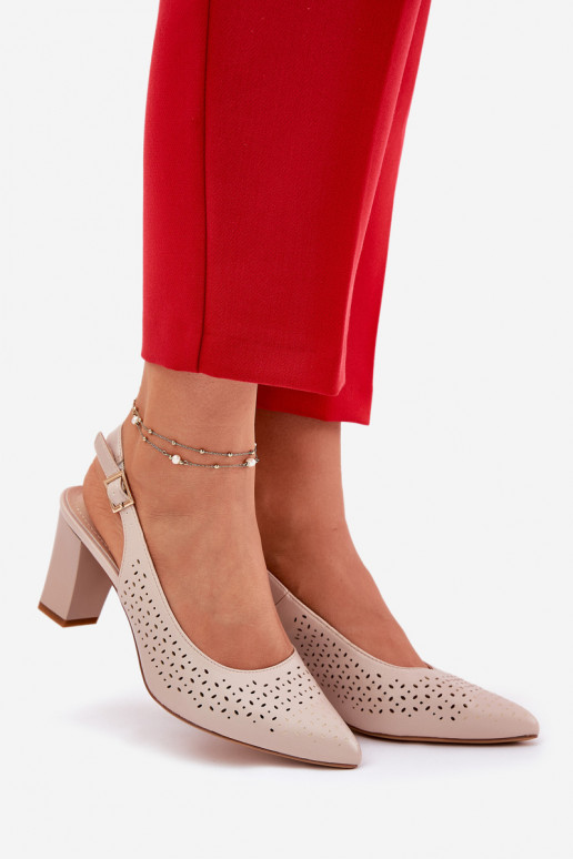 Durchbrochene Sandalen Ze Szpiczastymi Noskami mit Absätzen Sergio Leone SK163 Beige Durchbrochene Sandalen Ze Szpiczastymi Noskami mit Absätzen Sergio Leone SK163 Beige