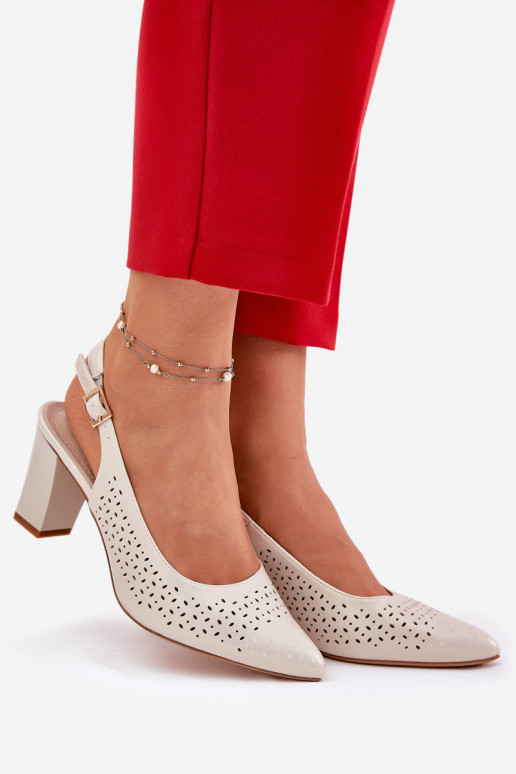 Durchbrochene Sandalen Ze Szpiczastymi Noskami mit Absätzen Sergio Leone SK163 Perlmutt Durchbrochene Sandalen Ze Szpiczastymi Noskami mit Absätzen Sergio Leone SK163 Perlmutt