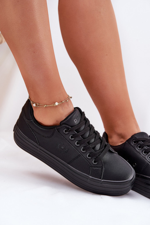 Eko Haut Freizeitschuhe mit einer Plattform Big Star RR274299 schZuarze Farbe Eko Haut Freizeitschuhe mit einer Plattform Big Star RR274299 schZuarze Farbe