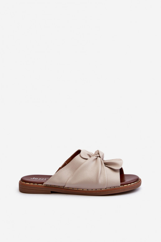 Damenhausschuhe mit breiten Absätzen Beige Nelvira