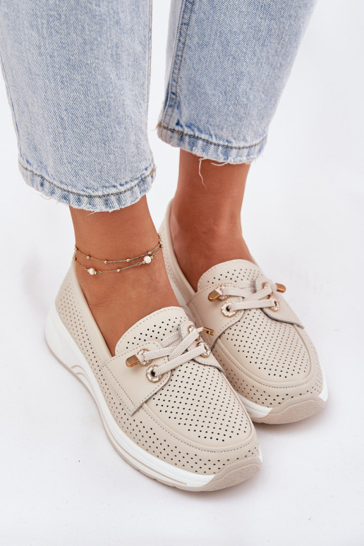 Haut Schuhe Aus Ermöglichtturleder mit einer Plattform Artiker 56C2102 Beige Haut Schuhe Aus Ermöglichtturleder mit einer Plattform Artiker 56C2102 Beige