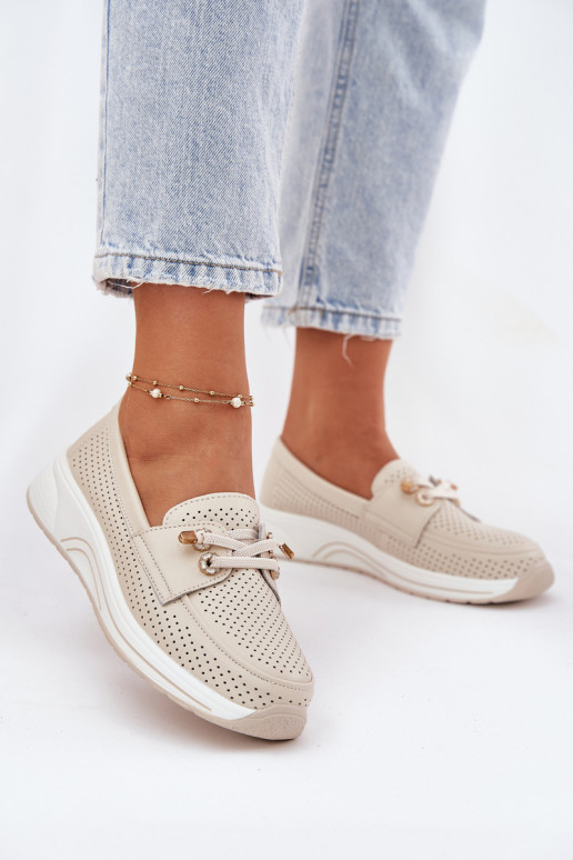 Haut Schuhe Aus Ermöglichtturleder mit einer Plattform Artiker 56C2102 Beige Haut Schuhe Aus Ermöglichtturleder mit einer Plattform Artiker 56C2102 Beige