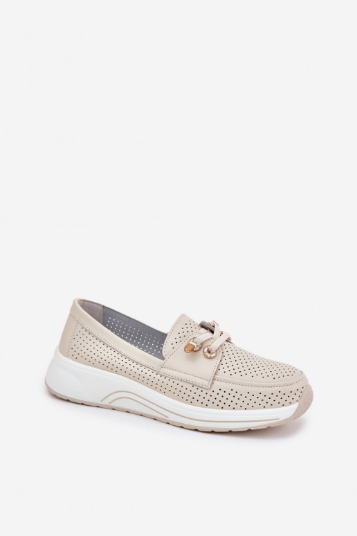 Haut Schuhe Aus Ermöglichtturleder mit einer Plattform Artiker 56C2102 Beige Haut Schuhe Aus Ermöglichtturleder mit einer Plattform Artiker 56C2102 Beige