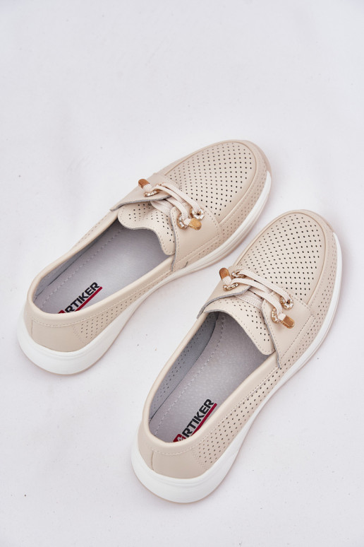 Haut Schuhe Aus Ermöglichtturleder mit einer Plattform Artiker 56C2102 Beige Haut Schuhe Aus Ermöglichtturleder mit einer Plattform Artiker 56C2102 Beige