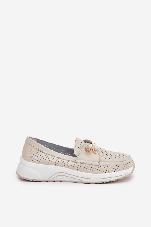 Haut Schuhe Aus Ermöglichtturleder mit einer Plattform Artiker 56C2102 Beige Haut Schuhe Aus Ermöglichtturleder mit einer Plattform Artiker 56C2102 Beige