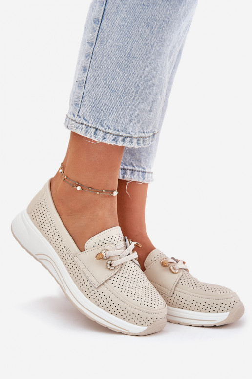Haut Schuhe Aus Ermöglichtturleder mit einer Plattform Artiker 56C2102 Beige Haut Schuhe Aus Ermöglichtturleder mit einer Plattform Artiker 56C2102 Beige