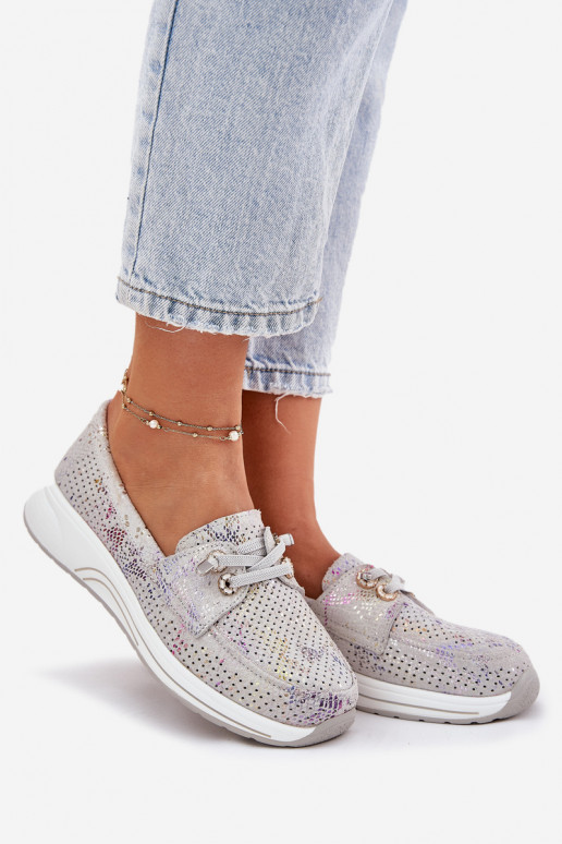 aus INildleder Schuhe Aus Ermöglichtturleder mit einer Plattform Artiker 56C2104 graue Farbe