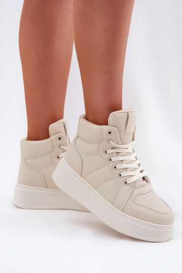 Hohe Sneaker-Style Schuhe für Frauen mit Plattform sandfarben Tillive